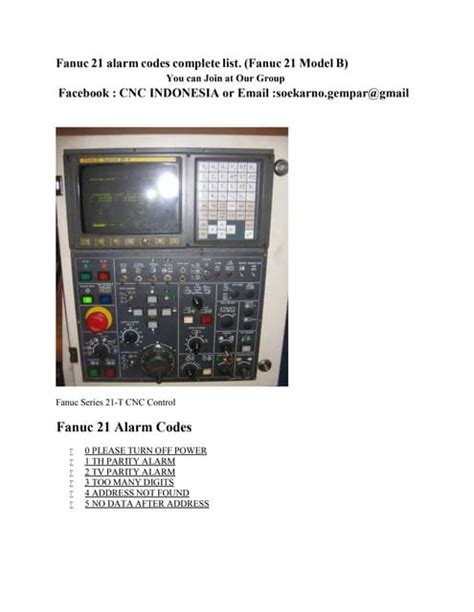 cnc machine alarm list|Fanuc Alarm Codes List .